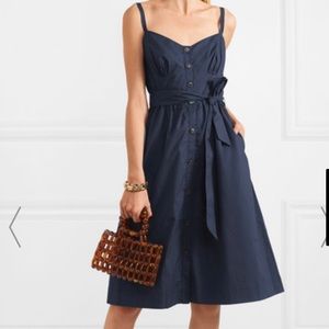 Rossini belted cotton-poplin dress